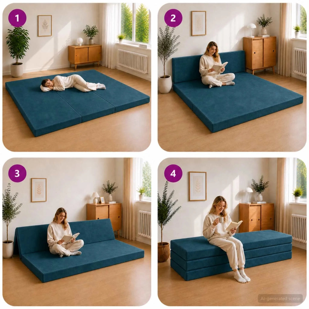 Divano Letto Pieghevole 180 x 67 x 45 cm Blu 900250