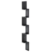 Libreria Angolare a Parete 5 Livelli Zigzag ¨C Zephmum ¨C Legno Nero 120 cm