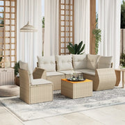 Set Divano da Giardino 6 pz con Cuscini Beige in Polyrattan 3225008