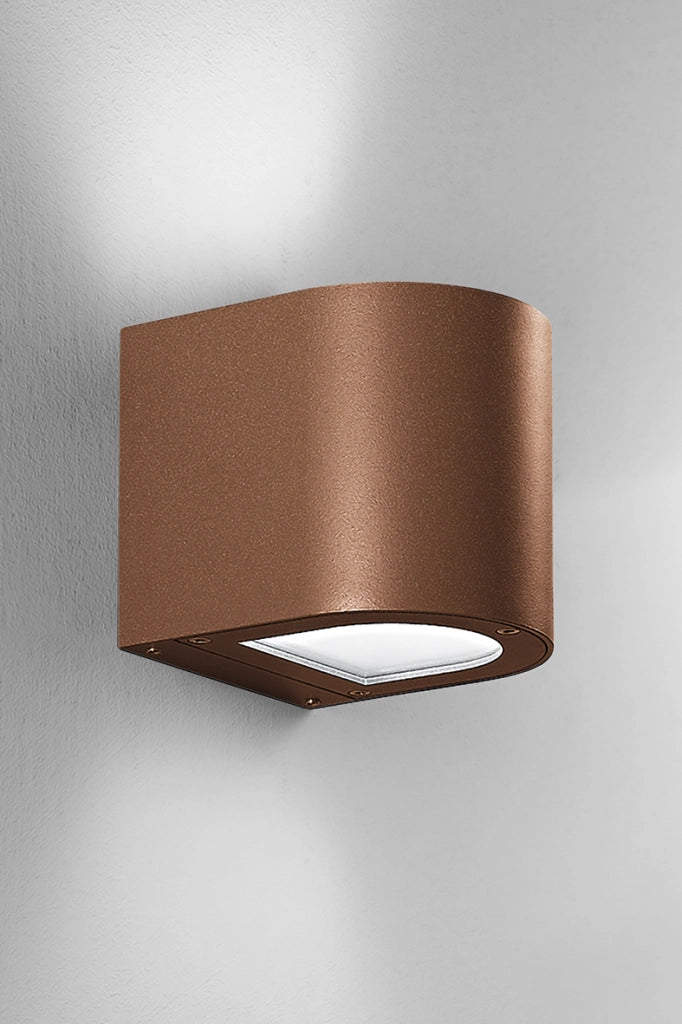 Silver Applique LED 4,5W Biemissione Quadrata IP65 3000K Marrone - Lampada da Parete per Esterni in Alluminio