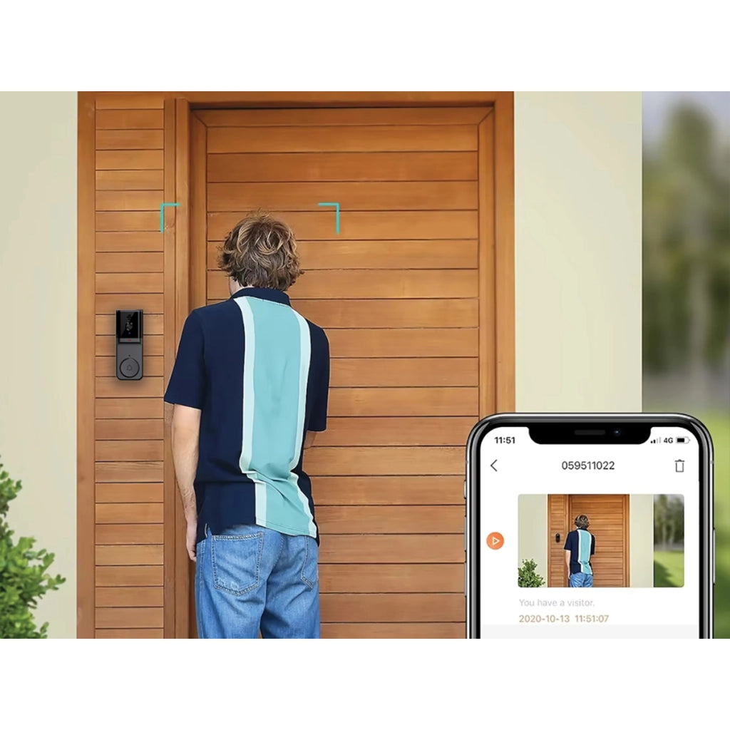 Videocitofono connesso Wi-Fi con campanello XRing IP65 Rilevamento movimento notturno Nero Avizar