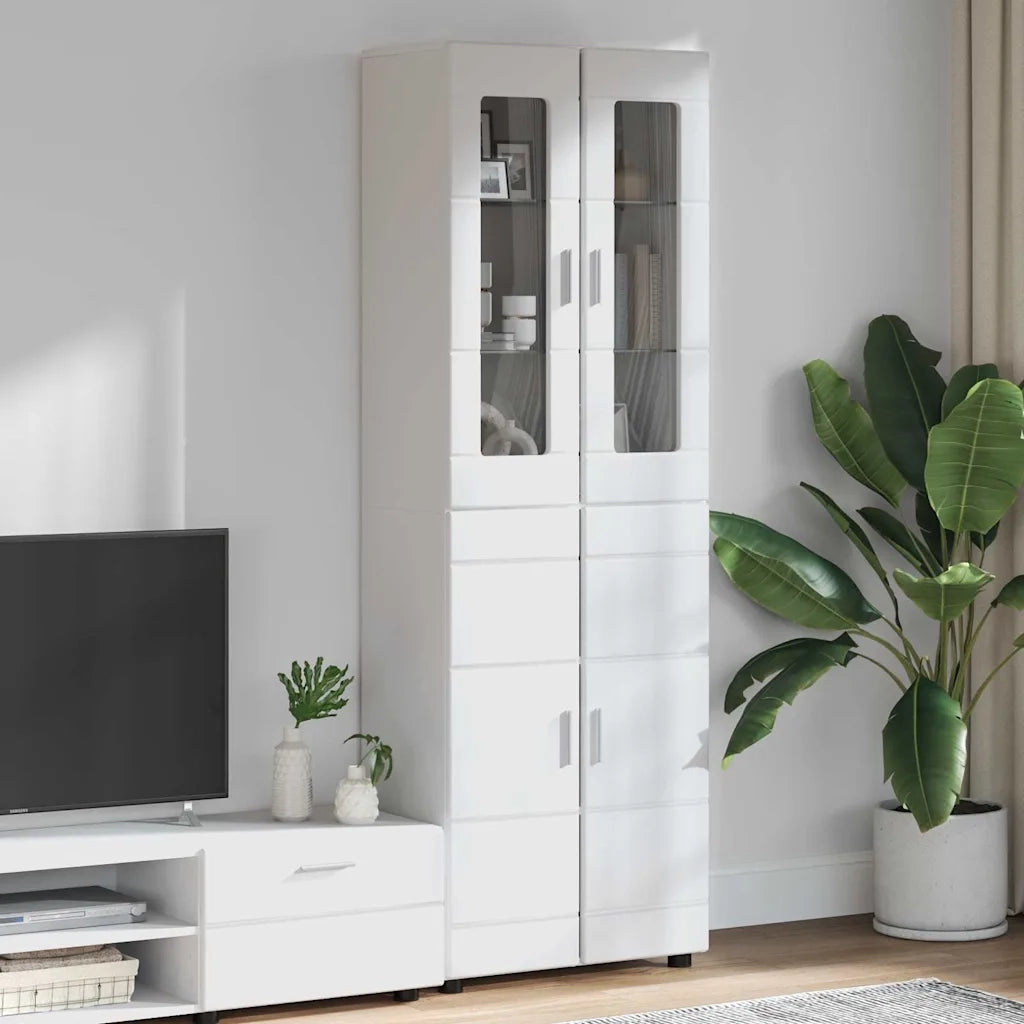 Credenza con lo scaffale FLORIN Bianco Lucido 60 x 35 x 182 cm