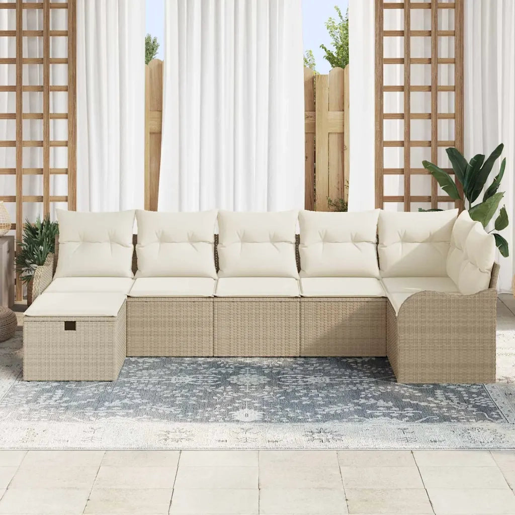 Set di divani con cuscino Beige e Crema polyrattan