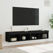Mobili Porta TV con Luci LED 2 pz Neri 80x30x30 cmcod mxl 86180