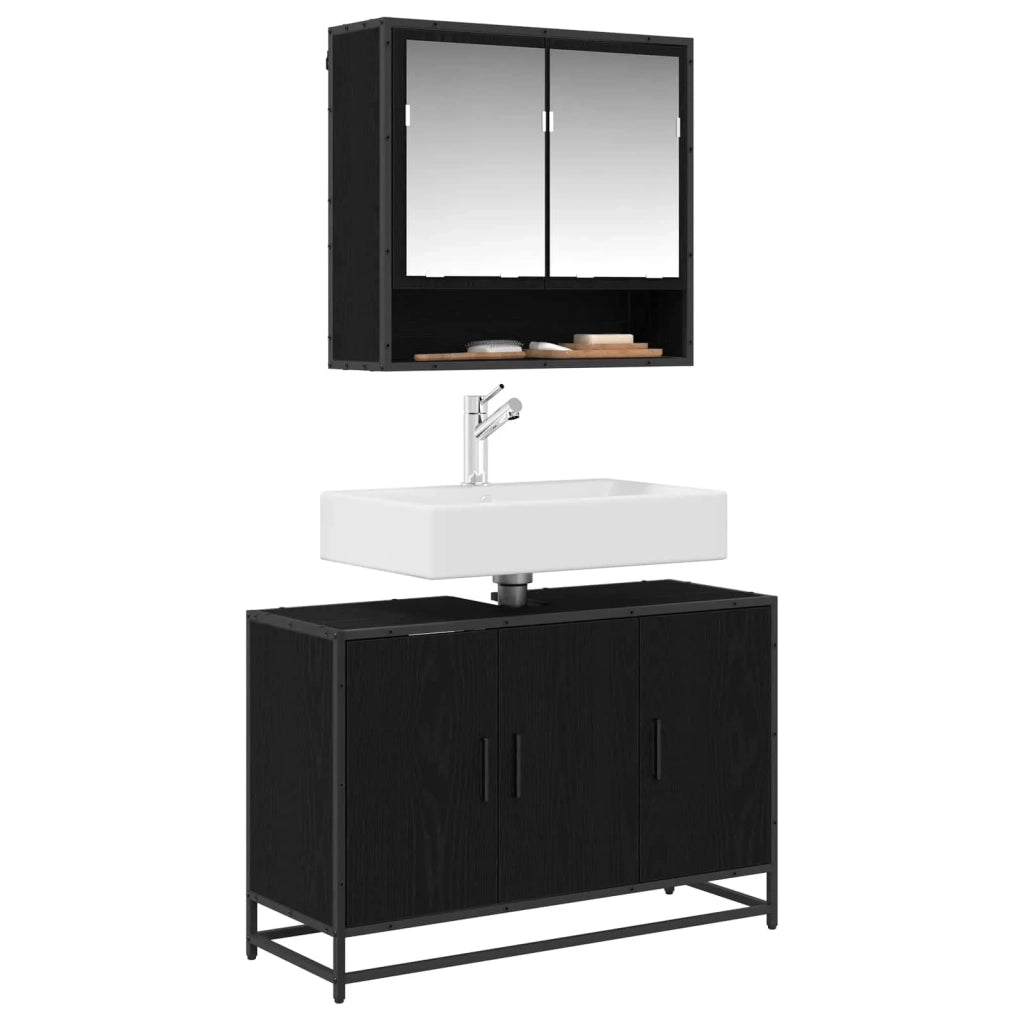 Mobile da Bagno Rovere Nero 90 x 33 x 60 cm Legno multistrato