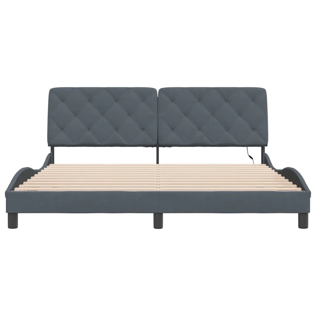 Giroletto con LED senza Materasso-Struttura Letto Grigio Scuro 180x200 cm in Velluto