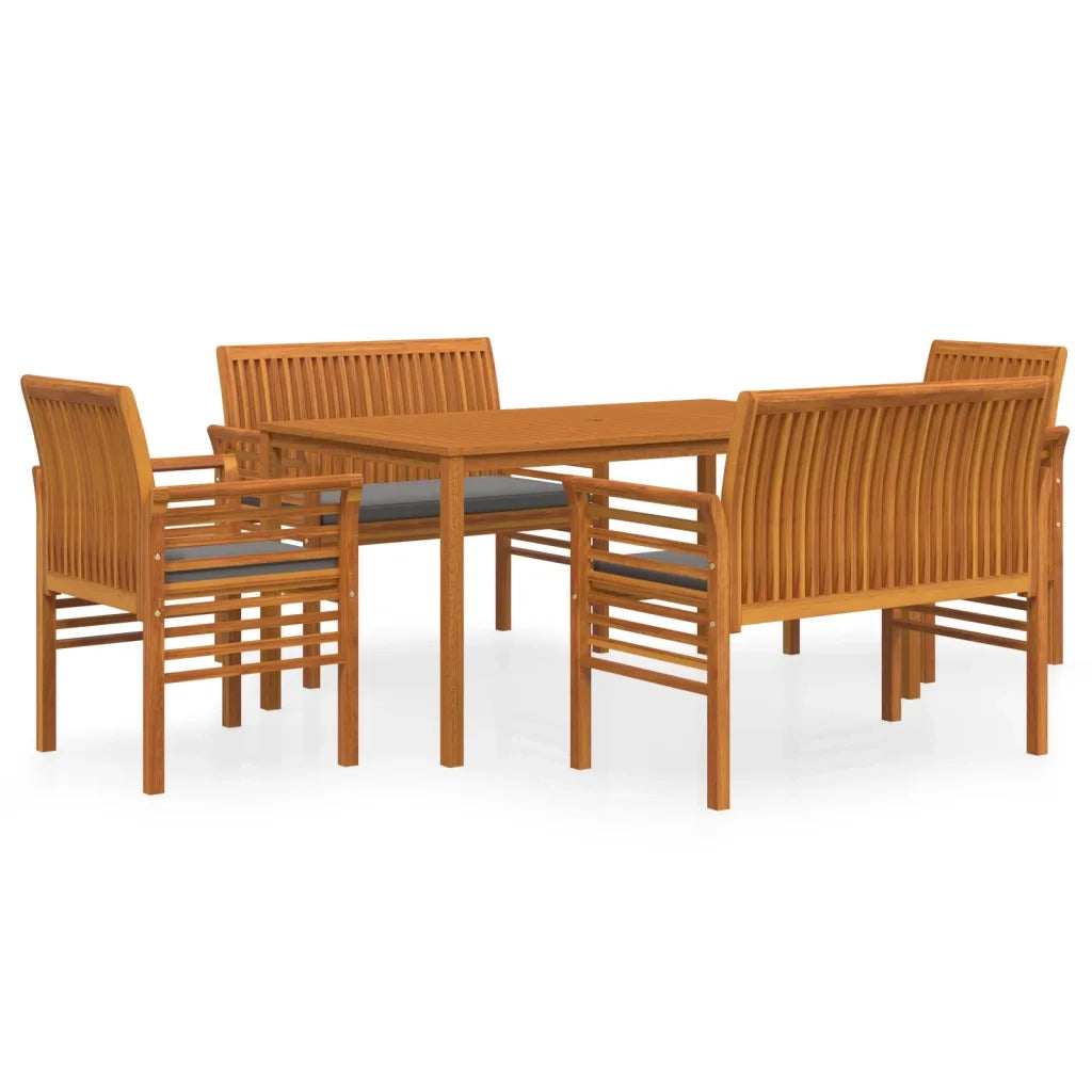 Set da Pranzo per Esterni con Cuscini in Legno Massello Acacia 3120460