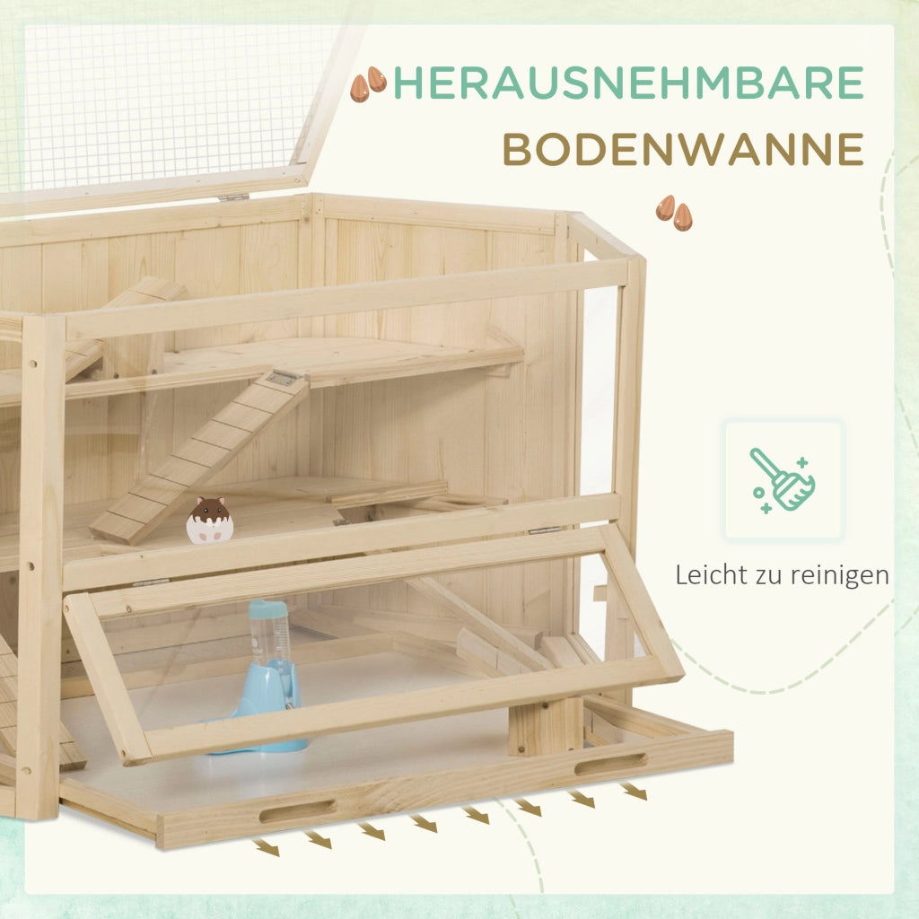 Gabbia per Piccoli Animali ¨C zephmum ¨C Legno di Abete Naturale