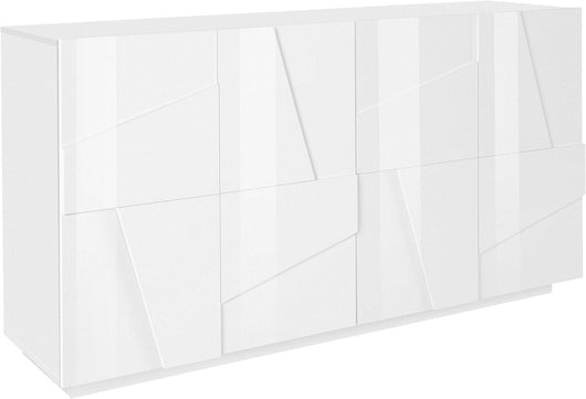 Credenza 4 Ante Battenti 162,4x44,2x86 cm Ping Bianco Lucido