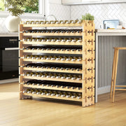 Cantinetta per vini impilabile in legno, portabottiglie per 108 bottiglie, armadietto per vini con 9 livelli, supporto per bottiglie modulare per cucina e bar, scaffale in legno 120 x 29 x 118