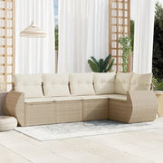 Set Divano da Giardino 5 pz con Cuscini Beige in Polyrattancod mxl 116676