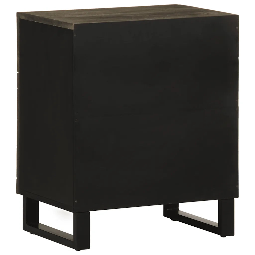Comodino-Tavolino da notte Nero 50x33x60 cm in Legno Massello di Mango 860132