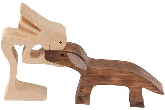Decorazione per la casa manufatta a mano in legno di betulla - Houtsnijwerk - Vlekbestendig - Base stabile - 15,5 cm di altezza - Figura in legno