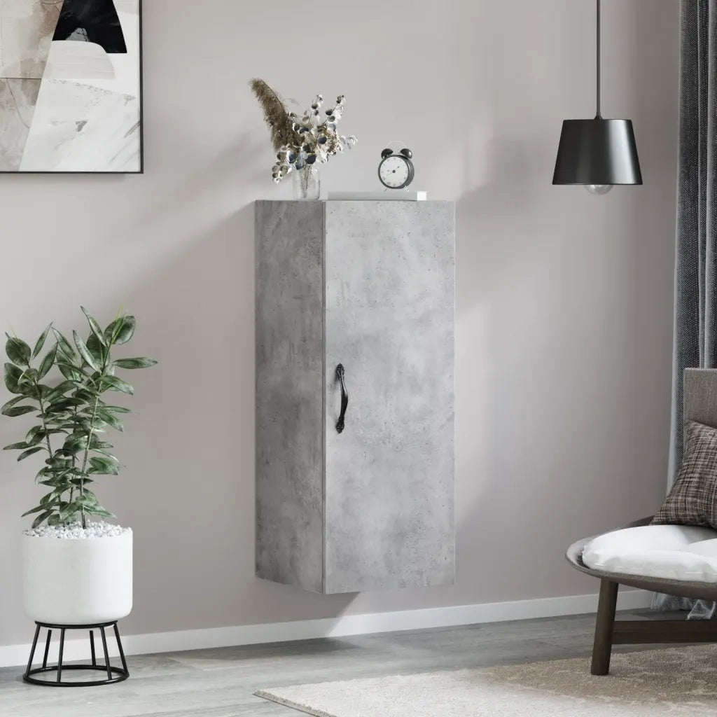 Armadietto a Muro | Mobile a Parete Grigio Cemento 34,5x34x90 cm Legno Multistrato