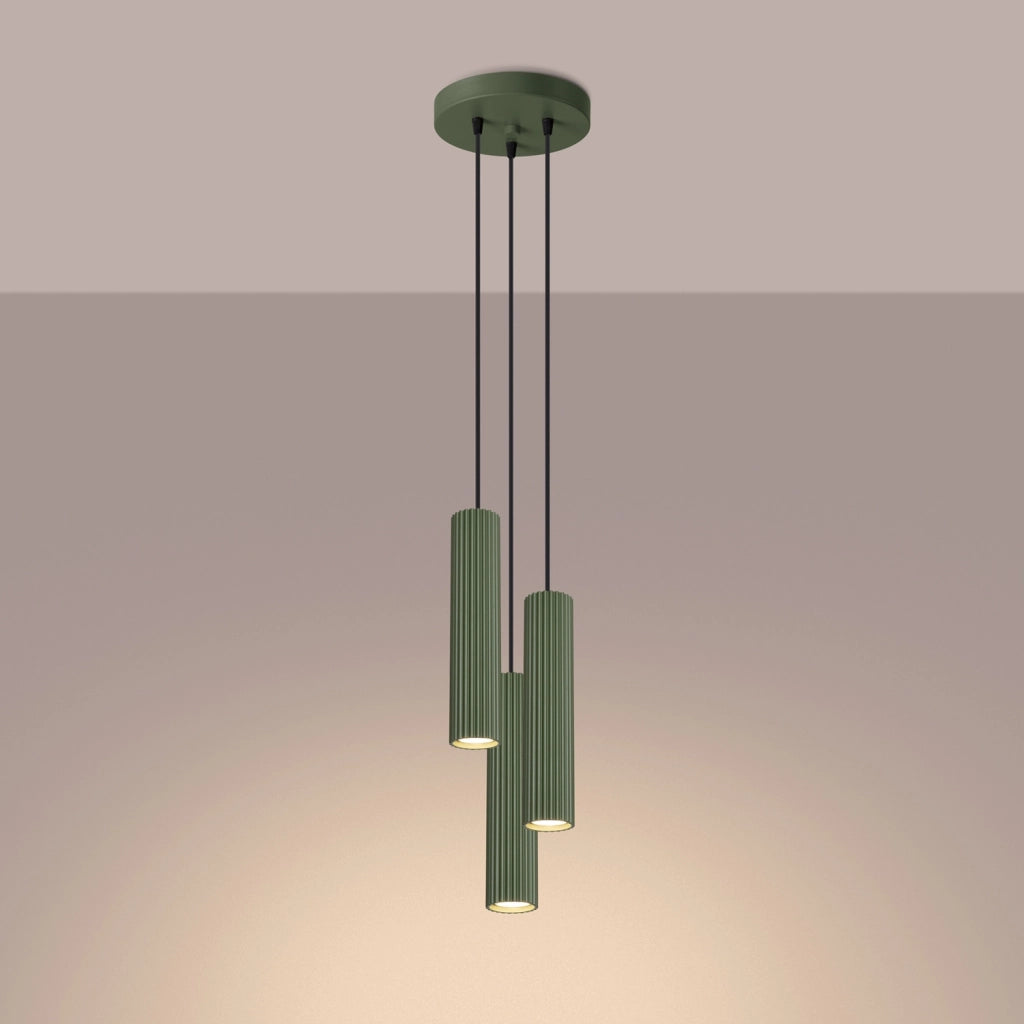 Lampada a sospensione Gravio verde oliva 3xGU10 Ø20