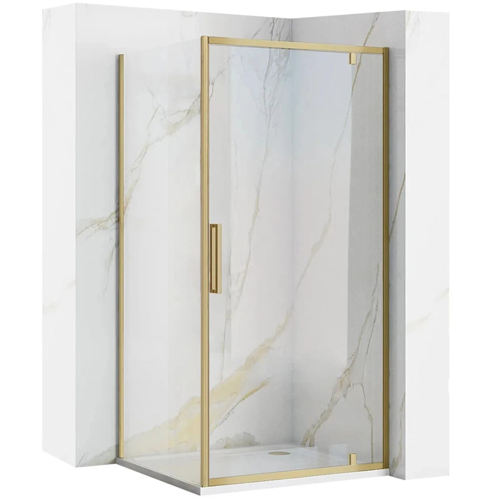 Cabina Doccia Rea Rapid Swing Brush Gold 100x90