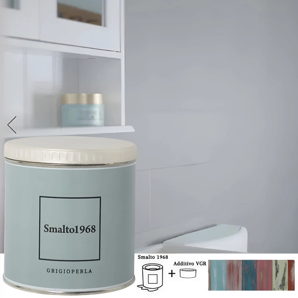 Smalto1968 base acqua vgr piastrelle ceramiche supporti difficili l 0.5 *** colore- grigioperla, confezione 1