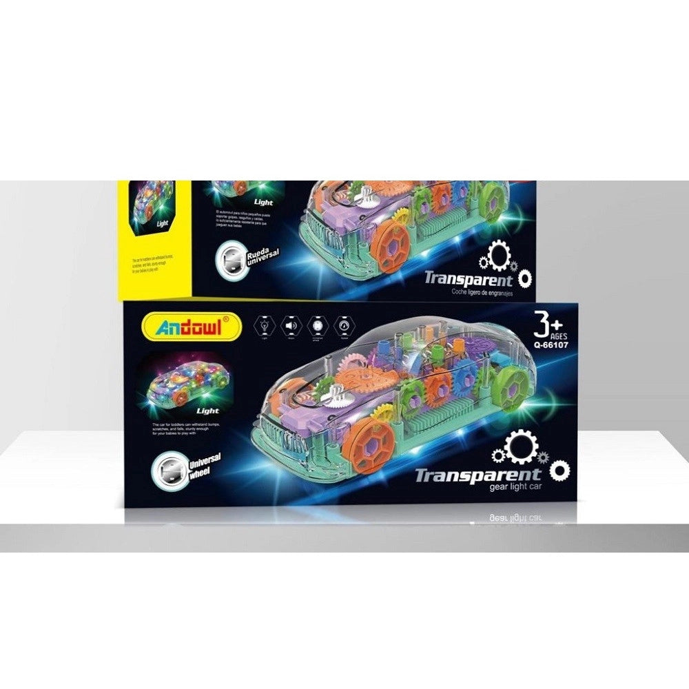 Trade Shop - Auto Vettura Trasparente Con Ingranaggi A Vista Luce Illuminazione A Led Q-66107 -