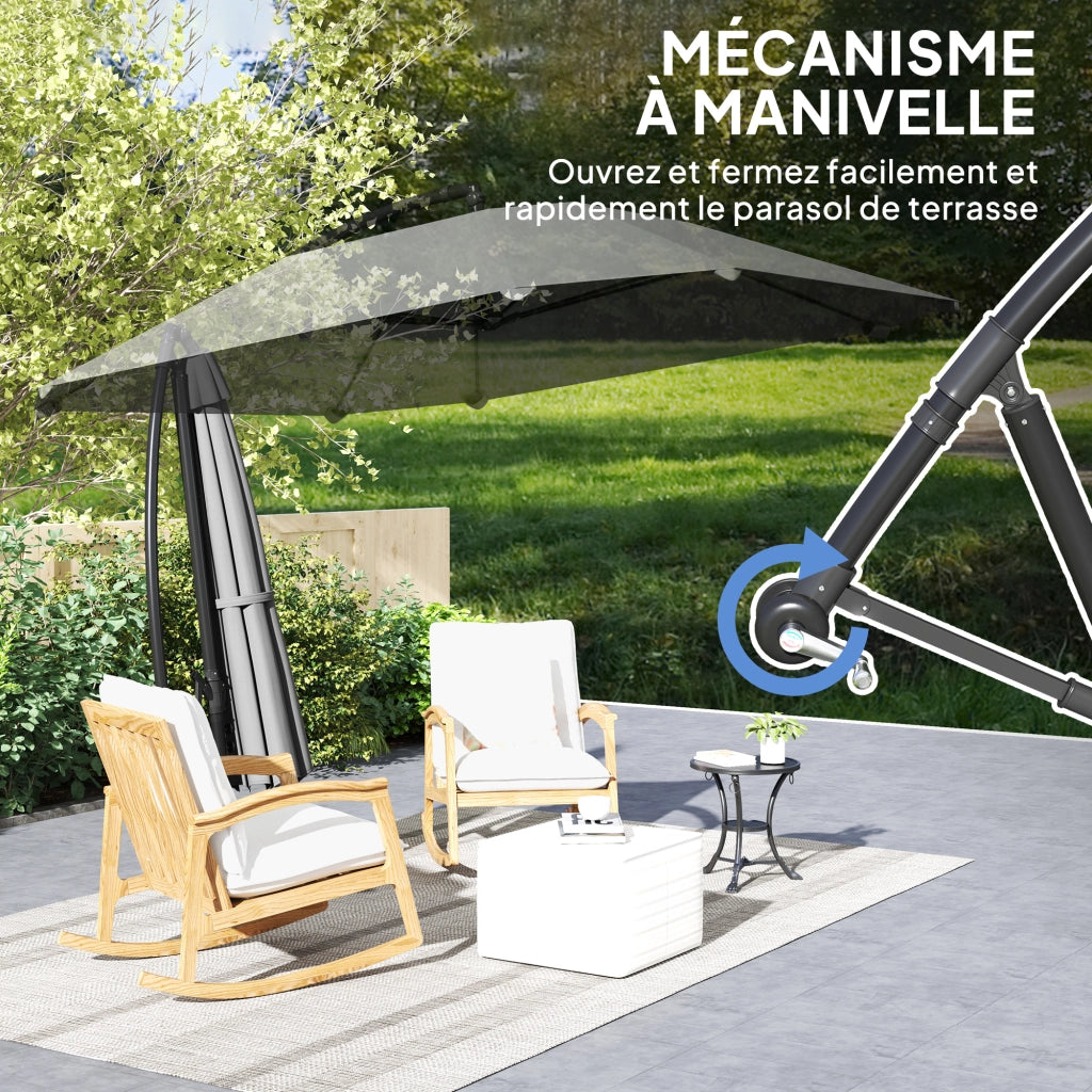 Ombrellone da Giardino Inclinabile 3m ¨C zephmum ¨C Grigio Fondo Base Manovella