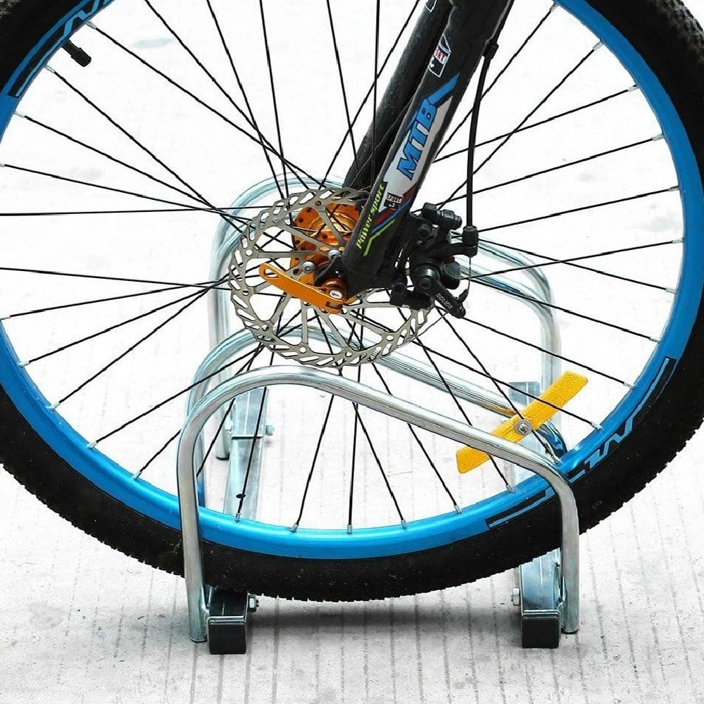 Rastrelliera Parcheggio Bici 6 Posti in Acciaio 33x27x162 cm Silver