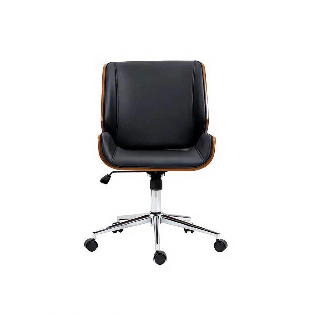 Sedia da ufficio 53x60x86-96 cm nera e marrone scuro, legno, regolabile
