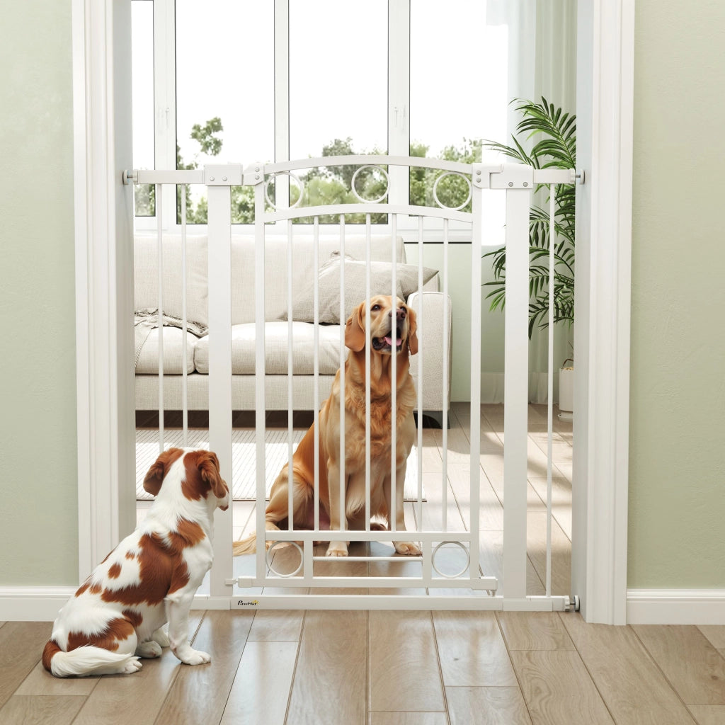 Porta per Cani Regolabile 76-104 cm con 2 Estensioni ¨C Zephmum ¨C Bianco
