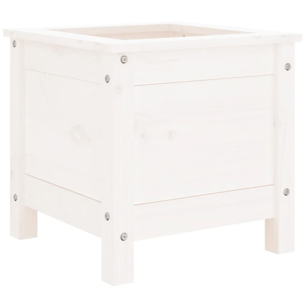 Fioriera da Giardino Bianca 40x40x39 cm Legno Massello di Pino 825248