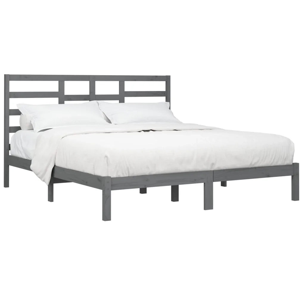 Giroletto-Struttura Letto Grigio in Legno Massello 200x200 cm 458268