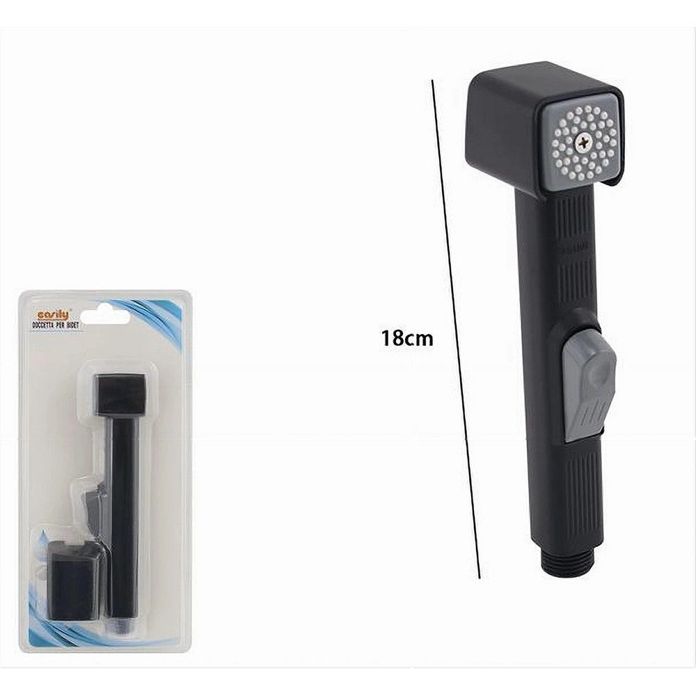 Trade Shop - Doccetta Spruzzatore Per Bidet Wc Doccia Shattaf Pulizia 18cm Nero Squdrato 87550 -