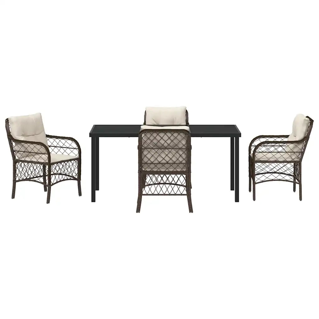 Set da Pranzo per Giardino con cuscino 5 pcs Marrone polyrattan 3380214