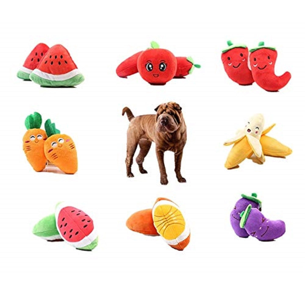 Trade Shop - Gioco Peluche Frutta Morbido Cani Banana Anguria Peperoncino Pomodoro Morde Denti -