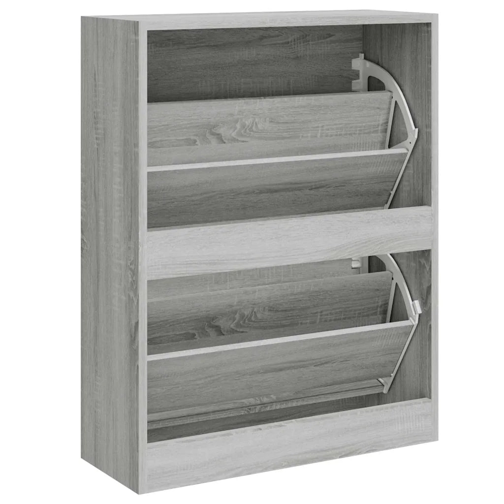 Scarpiera-Scaffale per scarpe Grigio Sonoma 63x24x81 cm in Legno Multistrato