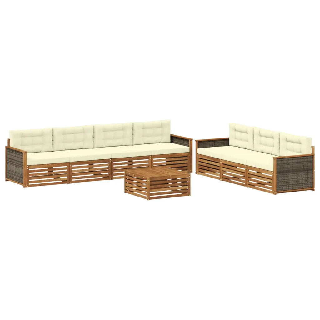 Set di divani da esterno con cuscino 8 pcs Naturale e Crema 3383108
