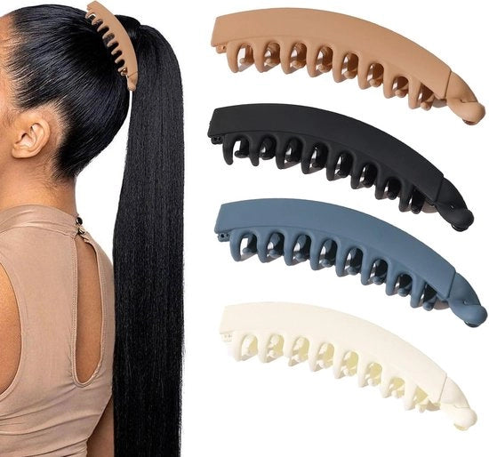 4 Pezzi Grande Spilla Capelli a Banana - Visclips per Capelli Lunghi - Spilla a Banana - Supporto Antiscivolo per Trecce di Donne e Ragazze (A)