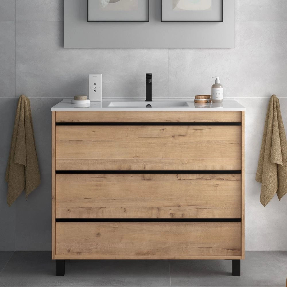 Mobile bagno rovere ostippo 3 cassetti 100x45x86h Geco100
