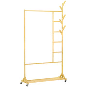 Appendiabiti a Ruote in Bamb¨´ ¨C Xylo ¨C 6 Ganci con Ripiano 100x37x191 cm Naturale