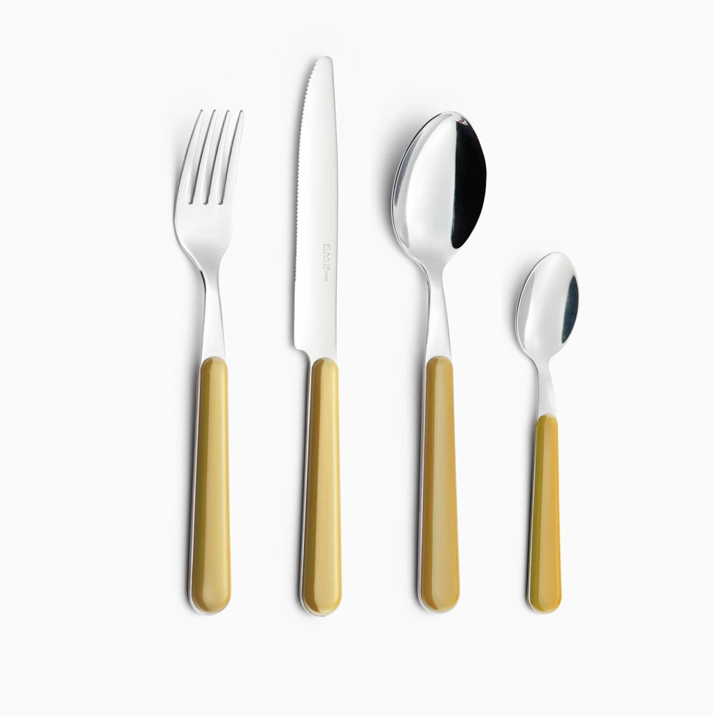 Servizio Set di Posate 24 pezzi in Acciaio Inox Eme Brio Giallo 58