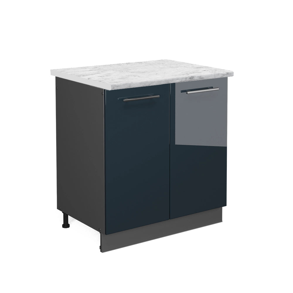 Mobile lavello cucina Fame-Line Blu scuro lucido/Antracite 80 cm, PL Marmo Vicco