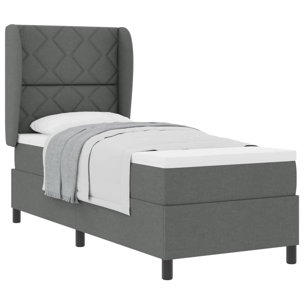 Letto a molle con materasso Grigio scuro 80 x 200 cm Tessuto 3340593