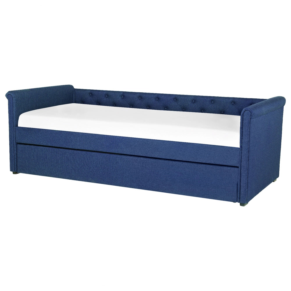 Divano Letto estraibile Rivestimento in tessuto blu Small Single Size Guest Underbed abbottonato