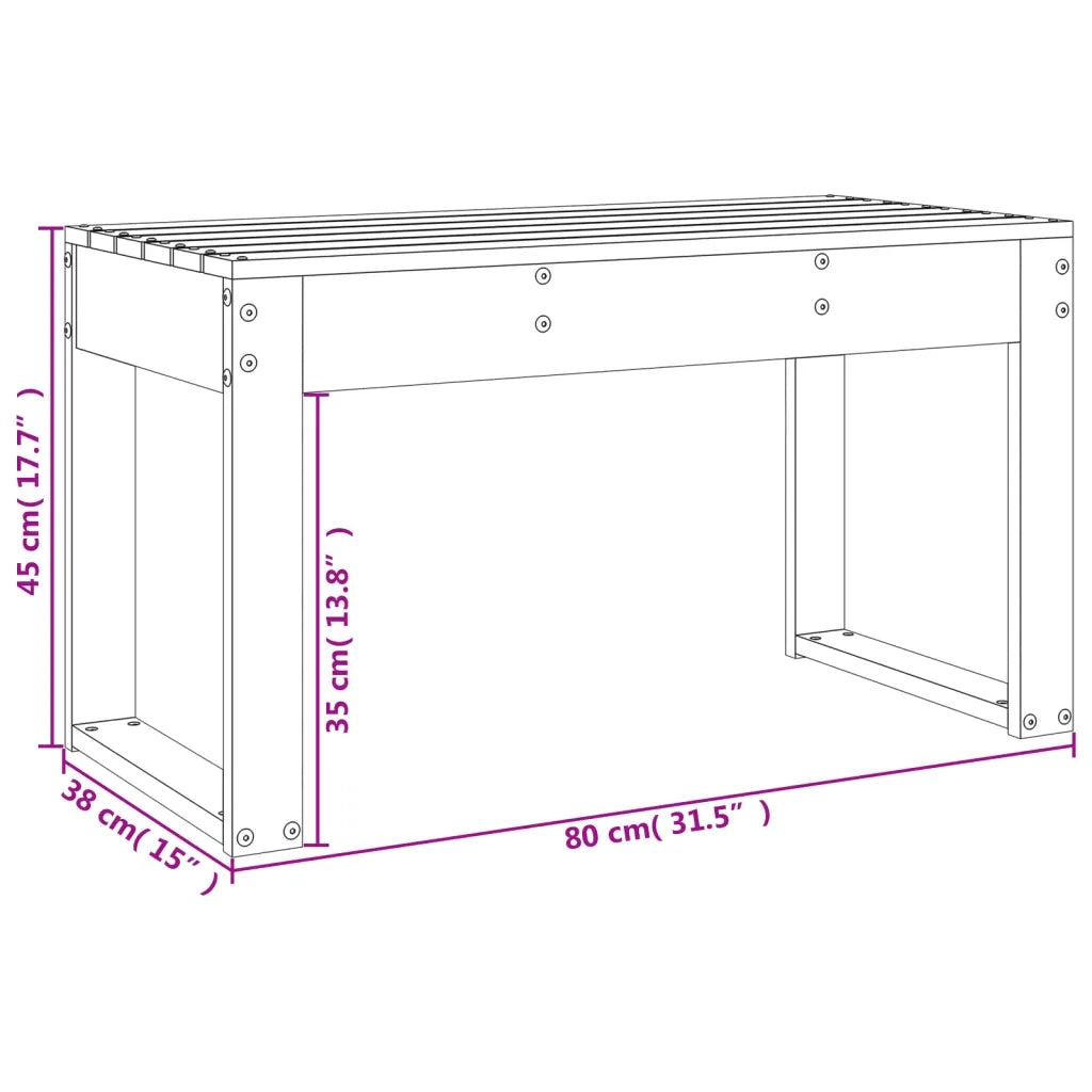 Panca da Giardino-Sgabello-Panca da esterno Bianca 80x38x45 cm Legno Massello di Pino