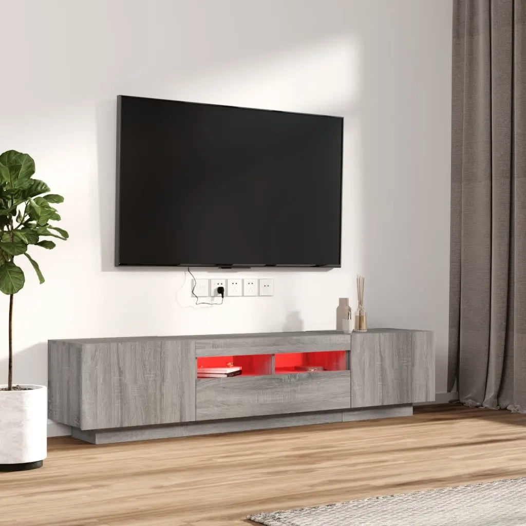 Set Mobili TV 2 pz | Armadietto TV | Mobile Porta TV con Luci LED Grigio Sonoma Legno Multistrato
