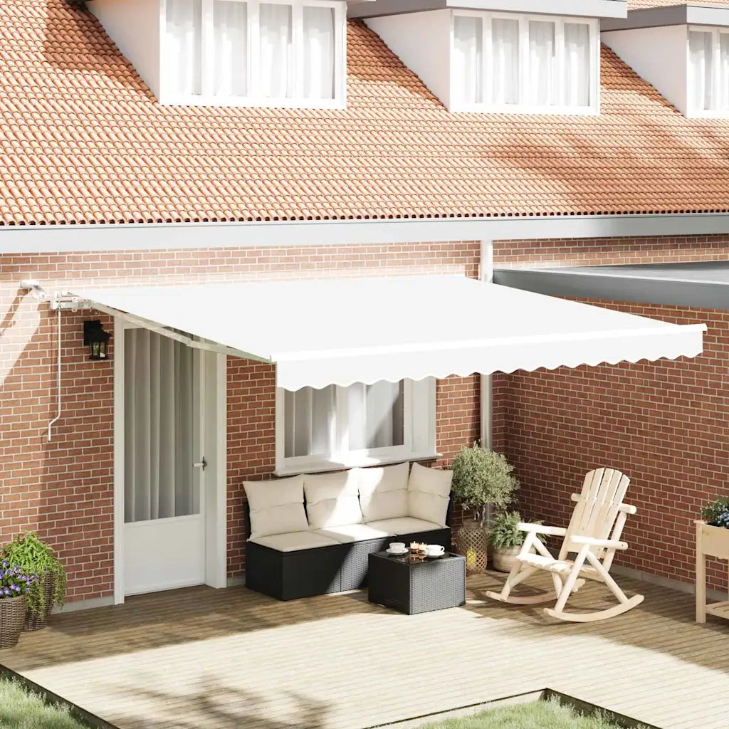Tenda Retrattile Bianco 400 × 300 cm Poliestere e Metallo 3330626