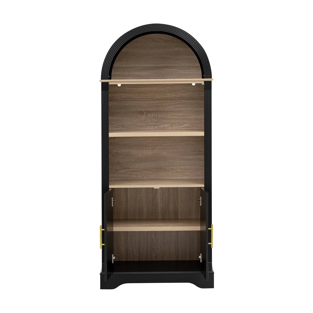 Mobile alto con ripiani regolabili e luci LED ¨C Minimal ¨C Nero, salvaspazio, 45x170x35 cm