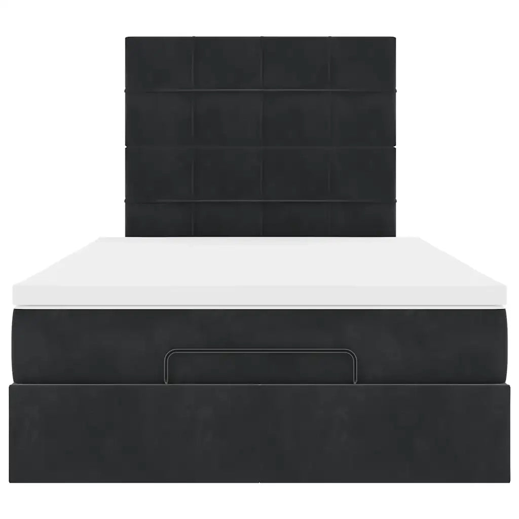 Struttura Letto Pouf con Materassi Nero 120x200 cm Velluto
