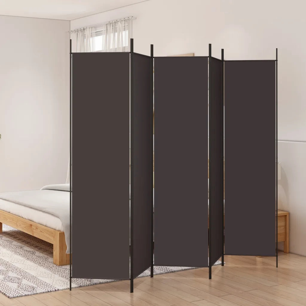 Divisorio a 5 Pannelli Marrone 250x200 cm in Tessuto 350187