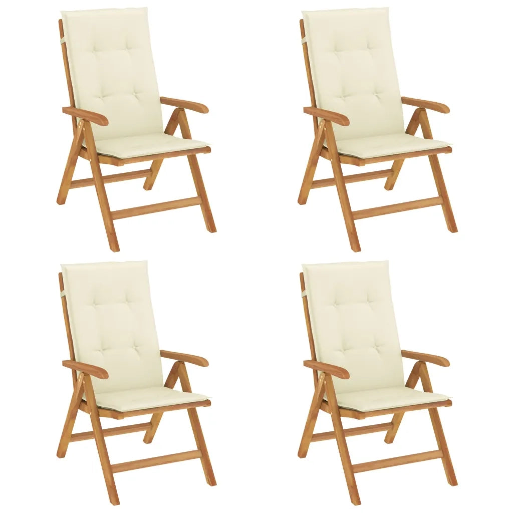 Sedie da Giardino Reclinabili con Cuscini 4 pz in Legno di Teak 3196465