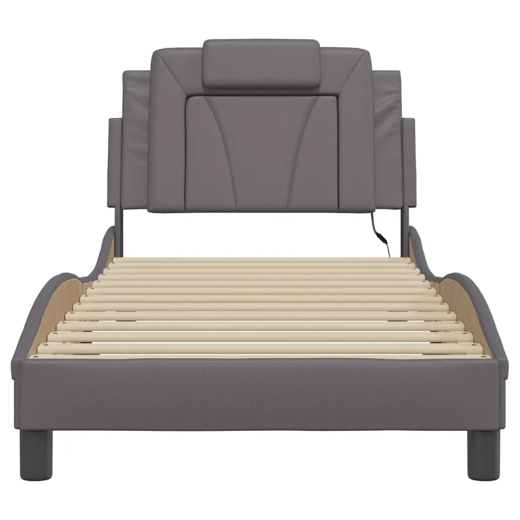 Giroletto Viana con LED senza Materasso-Struttura Letto Grigio 80x200 cm