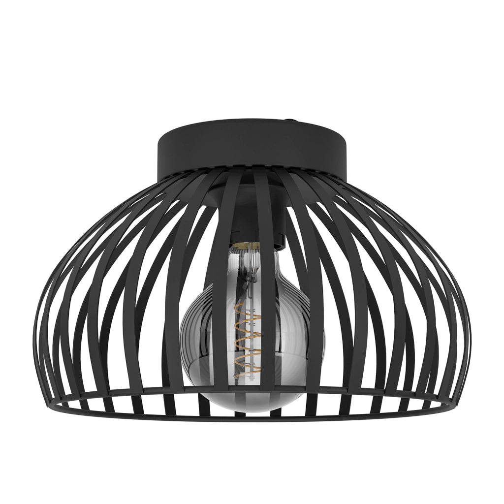 Plafoniera Minimal Mogano 3 Acciaio Nero 1 Luce E27 Ip20