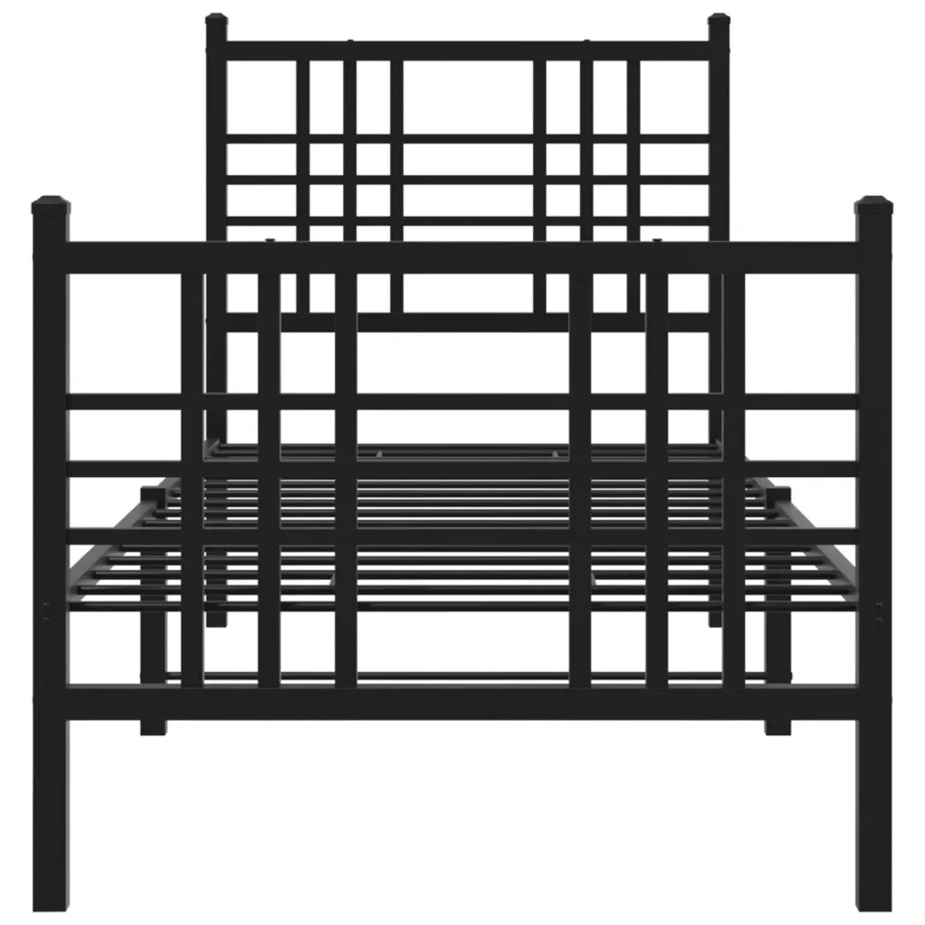 Giroletto con Testiera e Pediera Metallo Nero 75x190 cm 376332